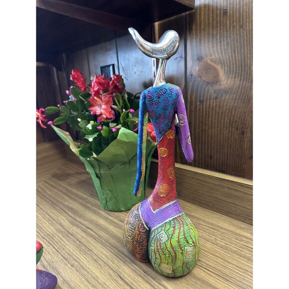 Set Of 3 Abstract Colorful Modern Art Sculptures With Silver Accents - Picture 11 of 13